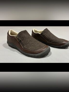 JBU Size 7.5  Blakely Brown Casual Slip-On Oxford Comfort Shoes Memory Foam